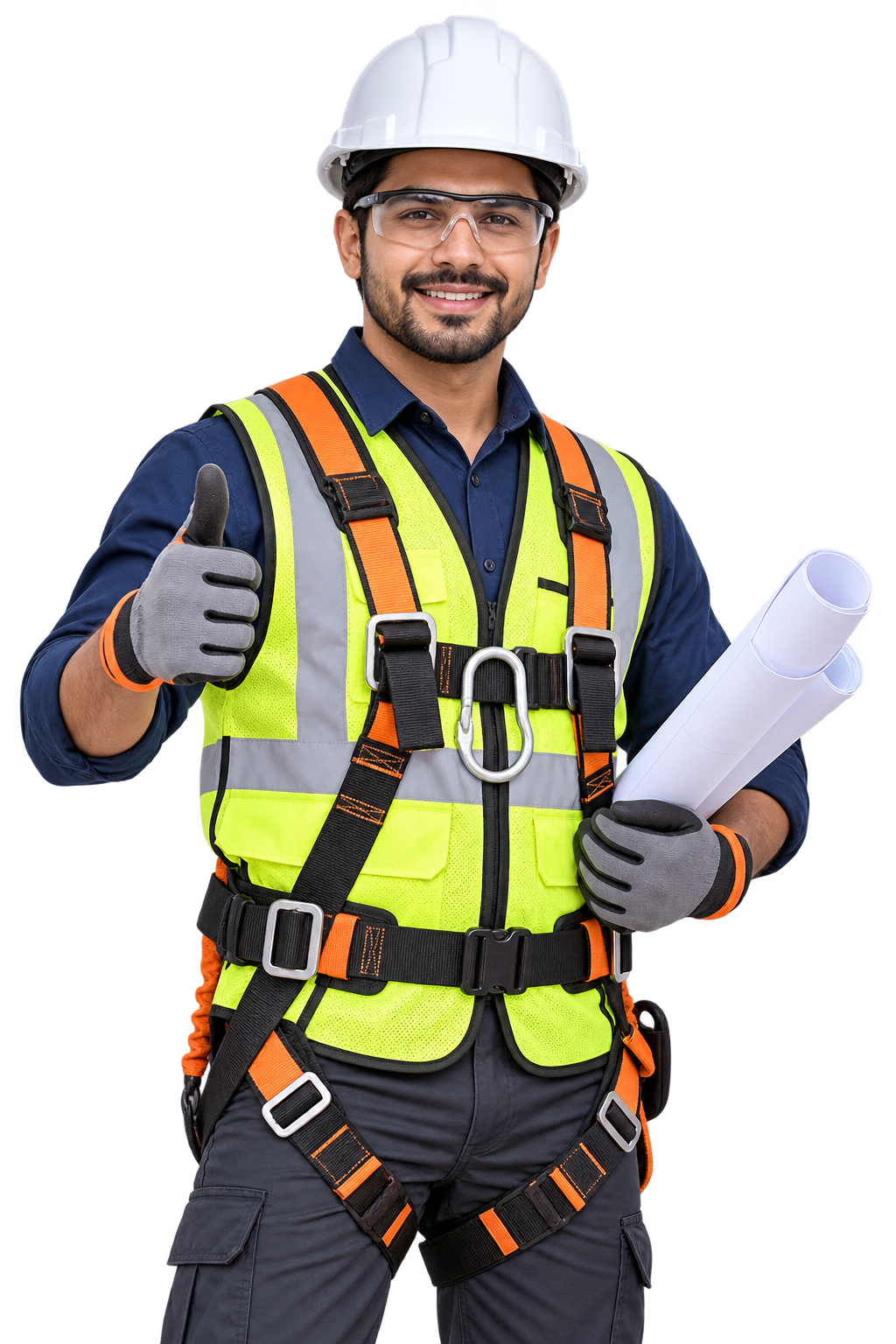 Engineer with safety equipment